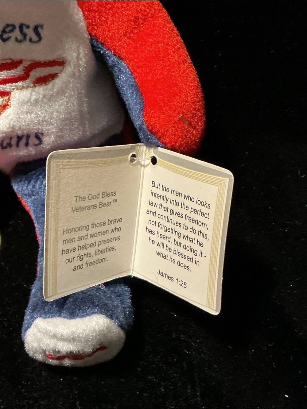 God Bless Veterans Red & Blue Patriotic Plush Bear by-Holy Bears - Picture 3 of 4
